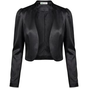 Bolerose Formeel Lang Mouw Satijn Bolero Shrug Gelegenheid Jasje (Zwart, S)