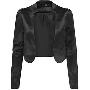 Bolerose Formeel Lang Mouw Satijn Bolero Shrug Gelegenheid Jasje (Zwart, S)