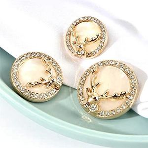 Button， Knopen Naaien Crafts， 10 stuks mooie opaal kledingknopen kerst elanden ontwerp gouden strass knopen luxe damesjasknopen(25mm)