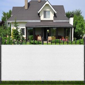 Zonnezeil Schaduwnet 220 x 250 cm Uv-Bestendig Ademend Hdpe Veranda Privacy Fence Cover met Bevestigingsset Voor Kastuin Bloemplantzwembad, Wit