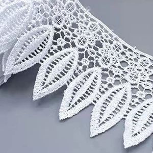Iace-afwerking Gehaakt kantlint 95 mm 1 meter borduurkant met franjebladversiering lint for gordijn- en kledingaccessoires(White)