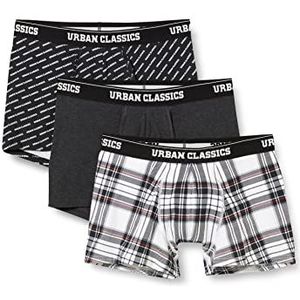 Urban Classics Heren boxershorts Snowman Christmas Boxer, 3-pack kerstonderbroeken voor mannen, maten S - 5XL, Cha+logo Aop+wht Plaid Aop, L