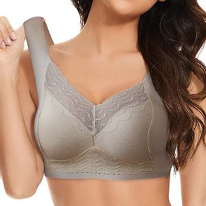 OwkHome Push-up Comfortbeha For Dames - Volledige Dekking Zonder Beugel, Naadloze Bralette Met Ondersteuning, Geschulpte V-hals, Dagelijkse Beha(H7-khaki,2X-Large)