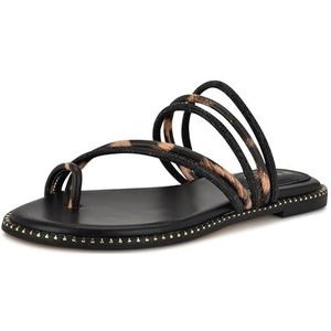 Nine West Dames Dashin Flat Sandaal, Zwart/Leopard Multi 001, 7 UK, Zwart Leopard Multi 001, 40 EU