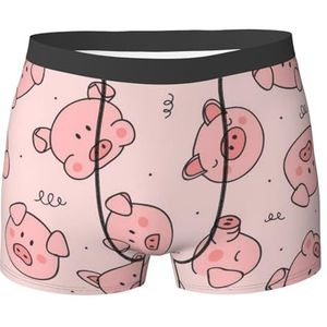 ZJYAGZX Rode boxershort met schattige varkensprint voor heren - comfortabele ondergoedbroek, ademend vochtafvoerend, Zwart, L