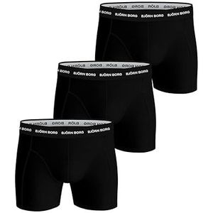 Björn Borg Sammy Solid Boxershorts voor heren, verpakking van 3 stuks, Zwart, XL