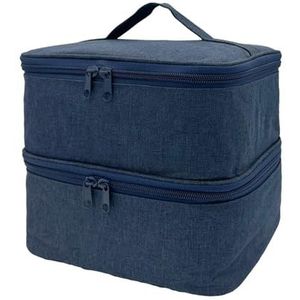Nagellak-opbergtas, dubbellaagse nagellak-tas, waterdichte nagellak-organizer, nylon cosmeticatas, make-up organizer voor 30 flesjes nagellamp, nagelaccessoires, nageldroger, blauw, Praktisch en