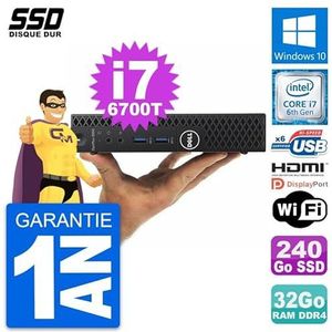 Dell Mini PC 3050 Micro Intel i7-6700T RAM 32GB SSD 240GB HDMI Windows 10 WiFi (Refurbis)