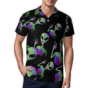 Tie Dye Alien heren golf poloshirt zomer korte mouw T-shirt casual sneldrogende T-shirts XL