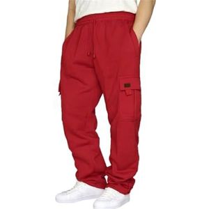 Broeken Heren Katoenen Casual Werkbroeken For Heren Outdoorbroeken Camping Wandelbroeken Loose Fit Multi Pockets (Color : Rouge, Size : 4XL)