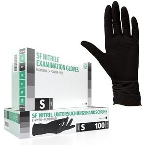 Nitrilhandschoenen 100 stuks doos (S, zwart) Wegwerphandschoenen, wegwerphandschoenen, onderzoekshandschoenen, nitrilhandschoenen, poedervrij, zonder latex, niet-steriel, latexvrij, black, disposible