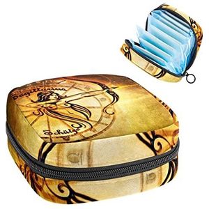 Maandverband Opbergtas,Draagbaar maandverband Opbergzak,Contactors Zodiac Horoscoop Astrologie, Meerkleurig, 4.7x6.6x6.6 in/12x17x17 cm