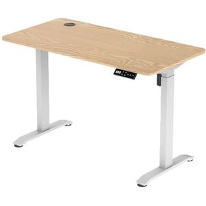 STABUREAUS Zit Sta Bureau Elektrisch Verstelbaar Met 4 geheugenstanden | Bureaublad 160 x 70 cm | Wit - Licht Eiken | Hoogte 65-130 cm