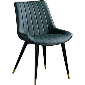 GEIRONV Moderne eetkamerstoel, ergonomische rugleuning, stevige zwarte metalen poten, eenvoudige montage, bureaustoel van kunstleer Eetstoelen (Color : Green, Size : 46x53x83cm)