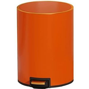 Vuilnisbak Soft-close Prullenbak met pedaal, ronde ronde badkamer stap vuilnisbak, afvalmand vuilnisbak met deksel for de keuken Slaapkamer Pedaalemmer(Orange,8L)