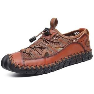 Mens Hiking Sandals Closed Toe Athletic Sport Sandals Leather Athletic Lightweight Trail Walking Casual Water Shoes (Color : Brown, Size : EU 41)