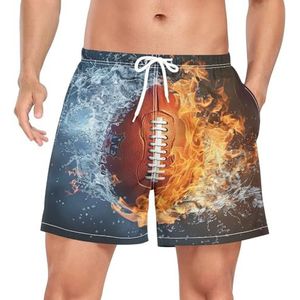 Niigeu Flame American Football Rugby Zwembroek voor heren, sneldrogend, met zakken, Leuke mode, L