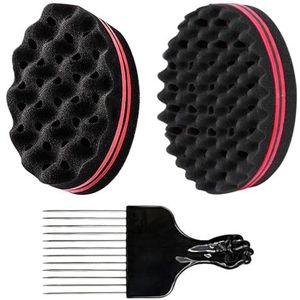 Nsiwem 2 stks haar spon Borstel Voor Coils Wave twist Styling Tool Dubbele Side Magic Twist Dread Afro Krul