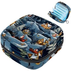 MUOOUM Maandverband Opbergtas, Vrolijk Kerstpatroon Menstruatiecup Pouch, Draagbare Maandverband Opbergzakken Vrouwelijke Menstruatie Eerste Menstruatie Tas voor Tiener Meisjes Vrouwen Dames