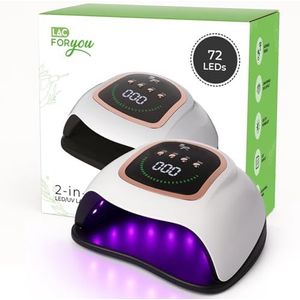 LAC FOR YOU UV-led-nagellamp, 72 leds, 365 + 405 nm, semi-permanente nageldroger met automatische sensor, 4 timers, lage warmte, afneembare basis, lcd-display, uv-lamp, handen en voeten