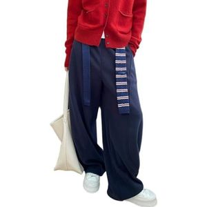 LoprNsdgt Dames Fleece Gevoerde Elastische Hoge Taille Gesplitste Herfst- En Winterbroek Voor Op Kantoor,Blauw,L