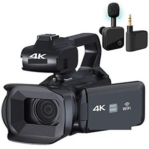Videocamera, Release 4K Camera Camorders Webcam Camera 64MP Ultra HD Camera 18X Zoom 4.0""Touchscreen cameravideo(32G SD Card,RX200-wireless mic)