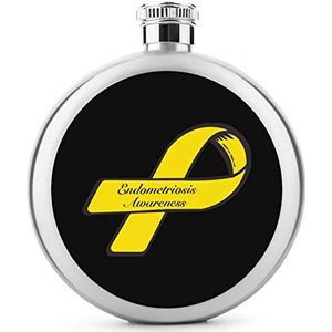 Geel lint Endometriosis Awareness Heupfles 5 oz Lekvrije Drank Fles Roestvrij Staal Wijnfles voor Bruiloft Party Geschenken