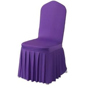 2/4 Stuks Stretch Universele Stoelhoezen Met Lange Rok, Wasbare Eetkamerstoelhoezen For Thuis, Bruiloft Feest Banket(Dark Purple,2)
