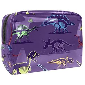 Cosmetische tas voor dames,kleine make-uptas voor portemonnee,kleurrijke fossiele dinosaurus,Cosmetische reistas,make-uptasje