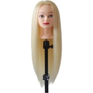 Mannequinhoofd met lang blond wit haar van 100% hoge temperatuurvezels for het oefenen vlechten een poppenhoofdkapsel(WHITE)