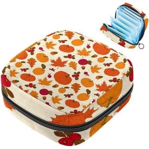 MUOOUM Maandverband Opbergtas, Herfst Thanksgiving Pompoen Menstruatie Cup Pouch, Draagbare Maandverband Pads Opbergzakken Vrouwelijke Menstruatie Eerste Menstruatie Tas voor Tiener Meisjes Vrouwen