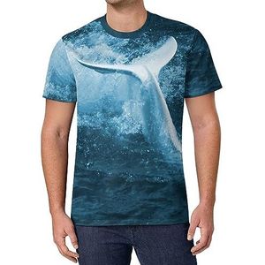 Witte walvis waterspatten heren T-shirt met korte mouwen casual ronde hals T-shirt mode zomer tops