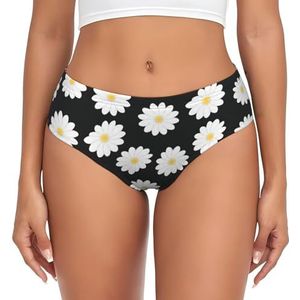 ASFgda Dames ademend wit Daisy 2 print ondergoed, stretch perfect ondergoed, super zacht comfortabel, verkrijgbaar in grote maten, Zwart, XS