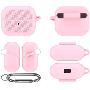 Siliconen hoesje voor 2024 Galaxy Buds 3 Pro draadloze oordopjes accessoires, zachte beschermhoes (roze)