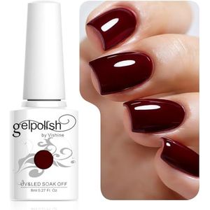 Vishine GelPolish Soak-Off nagellak 8ml, semi-permanent, UV, LED, manicure, gel, donkerrood #1418