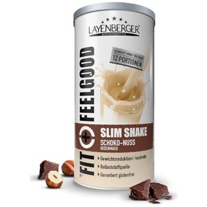 Layenberger Fit+Feelgood Slim Shake Powder, maaltijdvervanger voor 12 porties met elk 213 kcal (1 x 396 g) - chocoladenoot
