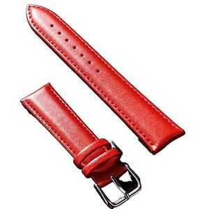LUGEMA Lederen band 12/14/16/18/19/20/21/22/24mm, horlogeband van zacht materiaal, polshorlogebanden met zilverkleurige roestvrijstalen gesp (Color : Red, Size : 18mm)