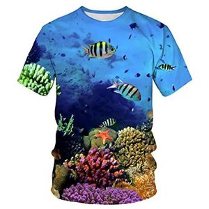 Digital Printing T-Shirt 3D T-Shirt Ronde Hals Korte Mouw Heren En Dames Tops,Oceaan Onderwaterwereld