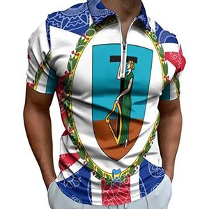Montserrat Paisley Vlag Half Zip Up Polo Shirts Voor Mannen Slim Fit Korte Mouw T-shirt Sneldrogende Golf Tops Tees XS