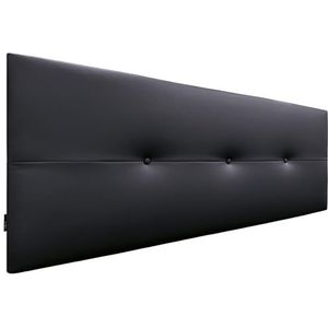 DHOME Hoofdbord van kunstleer of Aqualine Pro-stof, gestoffeerd, luxe bed, zwart, kunstleer, 160 cm (150/160 cm bedden)