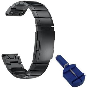 Fit for Garmin Fenix ​​7X7 7S 6 6S 6X Pro 5X5 5S Plus Epix 2 MK2 Roestvrij Stalen Armband QuickFit 20/22/26mm Metalen Horloge Band Strap (Color : Black 2, Size : Quickfit 22mm Width)