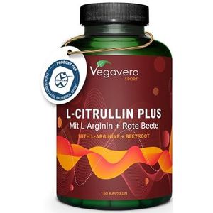 Vegavero L-Citrulline Malaat | 2000 mg citrulline | Met L-Arginine Basis + Rode Biet | Van fermentatie | PRE-WORKOUT | Laboratorium getest | Veganistisch - Geen toevoegingen
