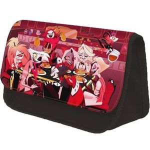 Zhongkaihua Anime Hazbin Hotel Etui Alastor/Angel Dust/Vaggie/Sir Pentious/Adam/Lucifer/Charlie Anime Gedrukt Grote Capaciteit Potlood Tas Polyester Dubbellaags Potlood Briefpapier Tas, Type5,