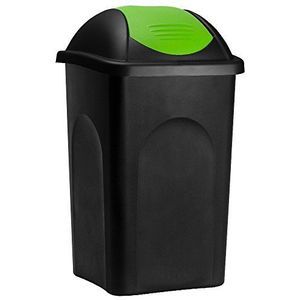 Stefanplast® Afvalbak Vuilnisbak Klap Deksel 60 Liter Vuilnis Bak Afval Container Kunststof Keuken Prullenbak Huis (Zilver)