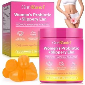 Probiotica Gummies voor vrouwen, Intieme Flora Gummies Ananassmaak, met rode iep, pH-ondersteuning en immuniteit, darmflora, 60 gummies