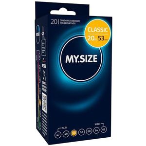 MY.SIZE Classic Condooms 53 mm breed, 20 stuks, premium condooms, extra dun, zachte en zachte condooms, dunne wand van 0,07 mm
