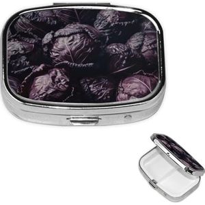 Stapel paarse kool pillendoos kleine metalen pillendoos voor portemonnee en zak 2 compartimenten pillenorganizer met spiegel reizen pillendoos medicijndoosje draagbare pillencontainer uniek cadeau