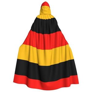 WURTON Carnaval cape met capuchon voor volwassenen, heks en vampier, cosplay kostuum, mantel, geschikt voor carnavalsfeesten, 190 cm Duitse vlag