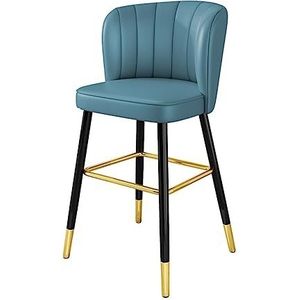 Barkrukken Barkruk Van PU-leer, Aanrechthoogte, Krukken, Aanrecht, Eetkamerstoelen Met Metalen Poten Voor Eetcafé In De Keuken Barkrukken Set Van 2 (Color : Blue, Size : Sitting Height 55cm)