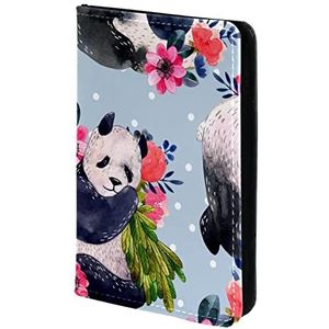 Paspoorthouder Paspoort Cover Aquarel Panda Roze Bloemen Paspoort Portemonnee Reizen Essentials, Meerkleurig, 11.5x16.5cm/4.5x6.5 in